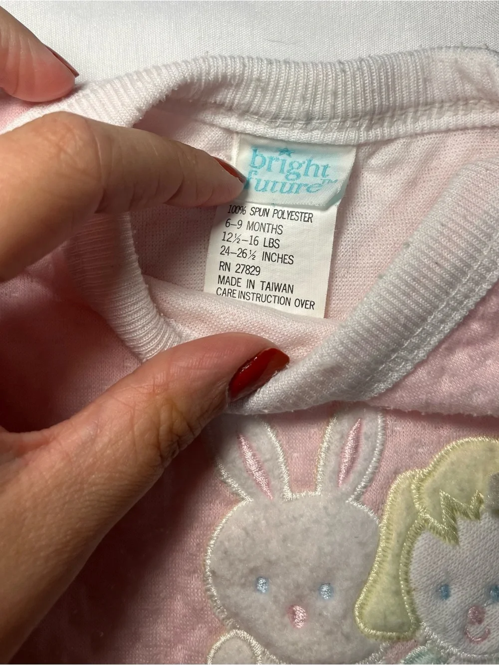 Vintage Baby Girls Bright Future Bunny 2pc Sweater Sweat Set Pink 6-9M